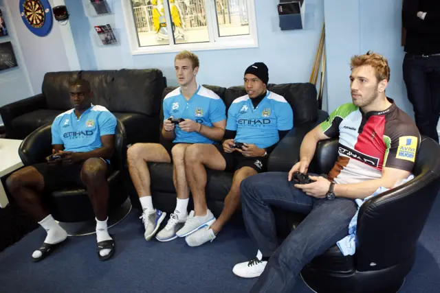 Chris Robshaw playing a console game