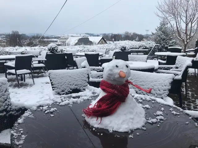 A snowman at the Castle Hotel in Brecon