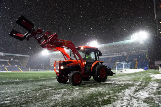 Snow being cleared from Rugby Park