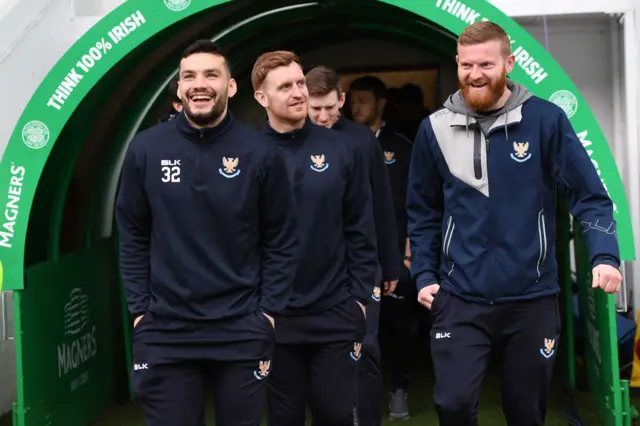 St Johnstone players at Celtic Park