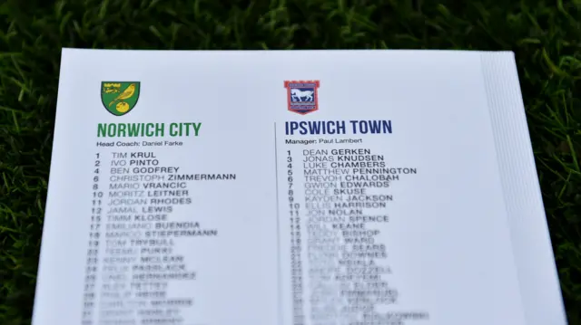 Norwich v Ipswich programme