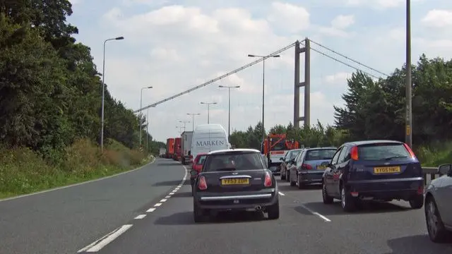 Traffic on the A63 heading into Hull