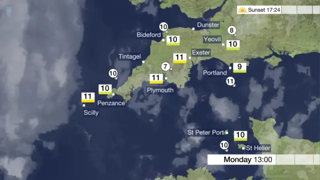 Monday weather map