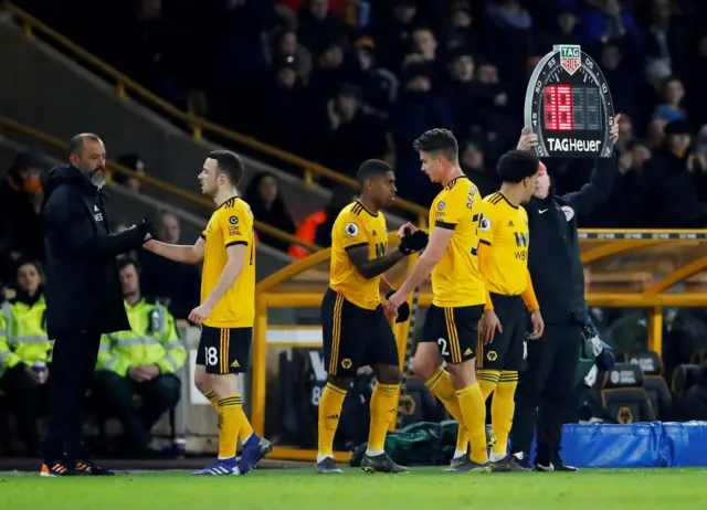 Leander Dendoncker and Diogo Jota are replaced by Helder Costa and Ivan Cavaleiro