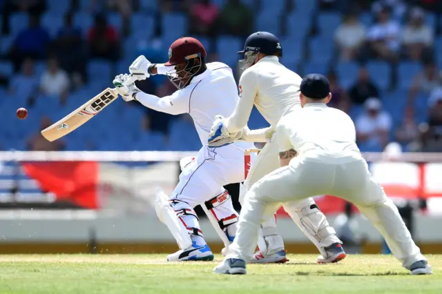 Shimron Hetmyer of the West Indies plays a shot