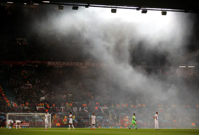 Fans in the stands at Old Trafford