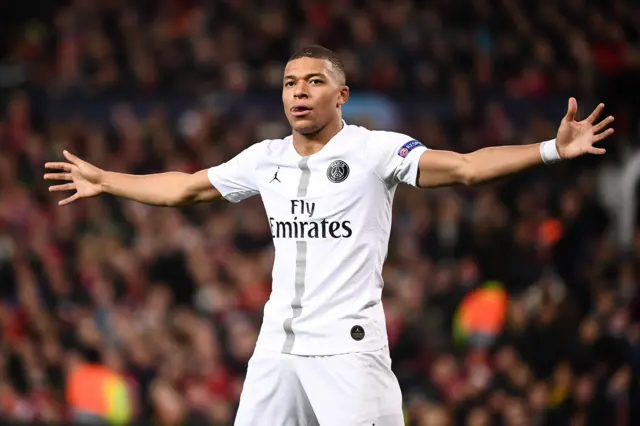 Kylian Mbappe celebrates