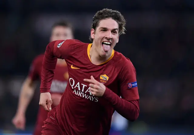 Nicolo Zaniolo celebrates