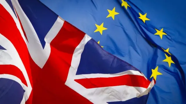 The Union Flag and the Flag of Europe