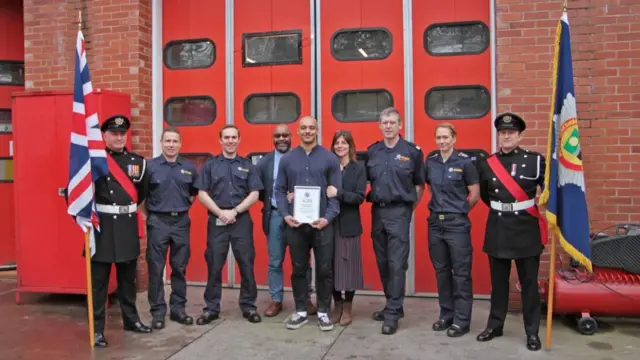 The man with firefighters