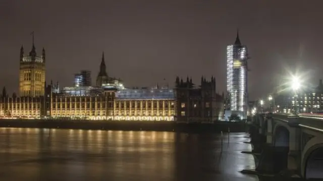 The Palace of Westminster at night