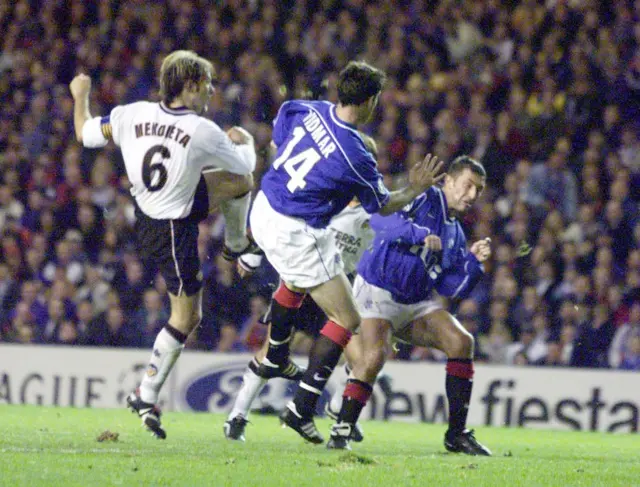 Gaizka Mendieta was on target in a 2-1 win at Ibrox back in October 1999