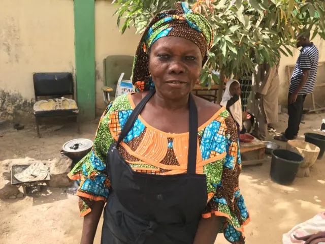 Woman with an apron on