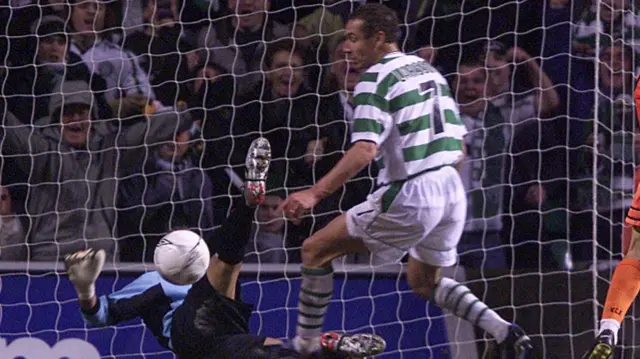 Celtic hero Henrik Larsson scored in the win over Valencia but missed during the penalty shoot-out