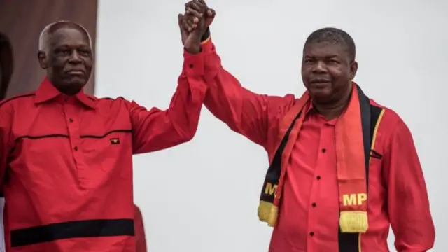 Joao Lourenco (R) and Jose Eduardo dos Santos (L)