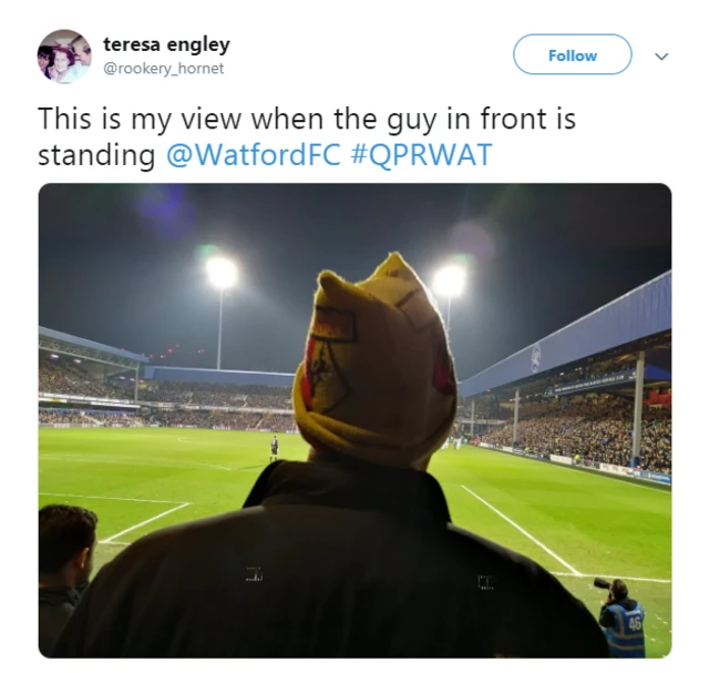 Tweet from Watford fan at QPR
