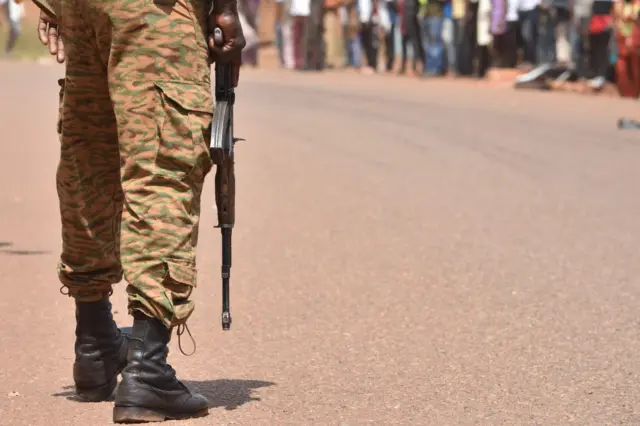 A Burkina Faso's soldier on patrol