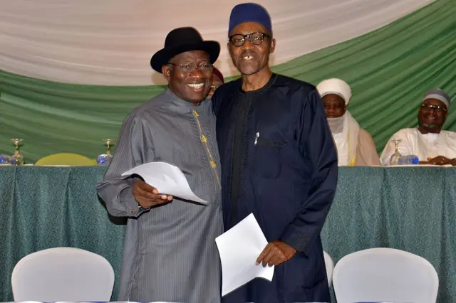 Goodluck Jonathan and Muhammadu Buhari