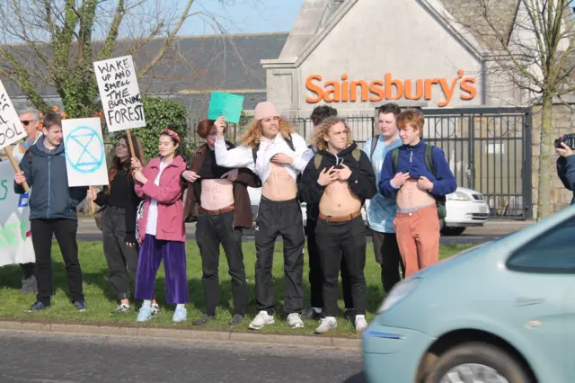 Protesters in Truro