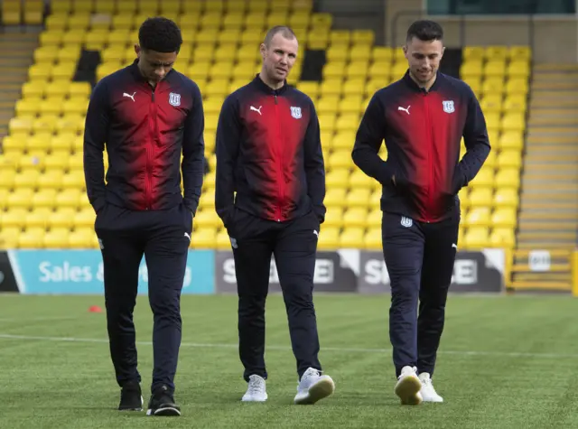 Kenny Miller (centre) started the season as Livi manager; today he's on the visitors' bench