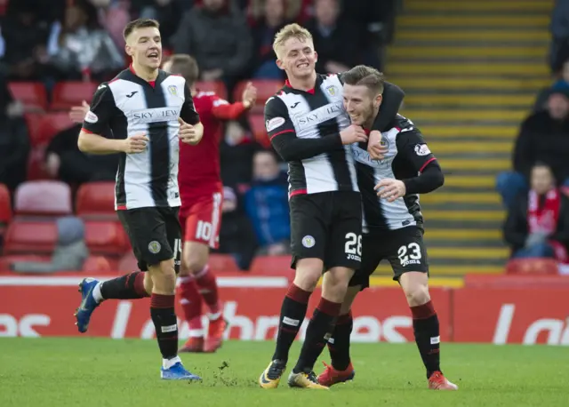 St Mirren celebrate a fantastic strike from Kyle McAllister