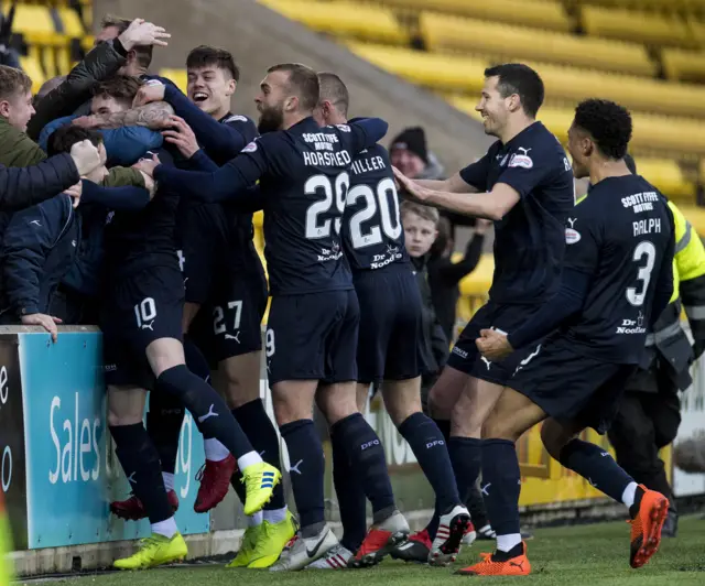 Scott Wright was booked for running in to celebrate with the Dundee supporters