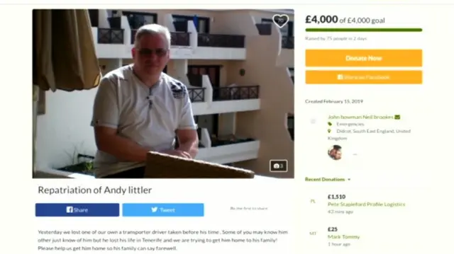 Fundraising page for Andrew Littler