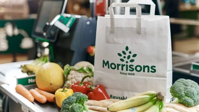 Morrisons bag on a checkout