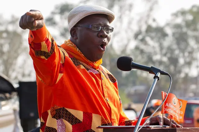 Tendai Biti addresses hundreds of supporters during a rally marking the 1st anniversary of his party at White City Arena in Bulawayo, on September 11, 2016 in Bulawayo