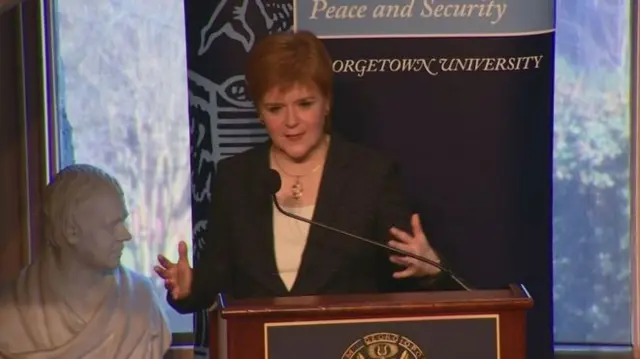 Scotland's first minister delivered a speech at Georgetown University, Washington