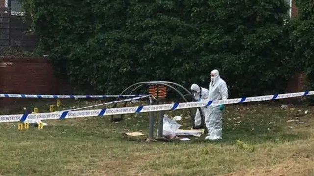 Police cordon in Leicester park