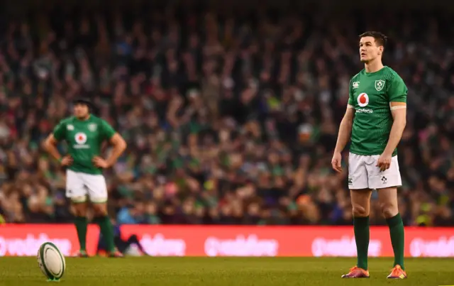 Johnny Sexton kicks for goal