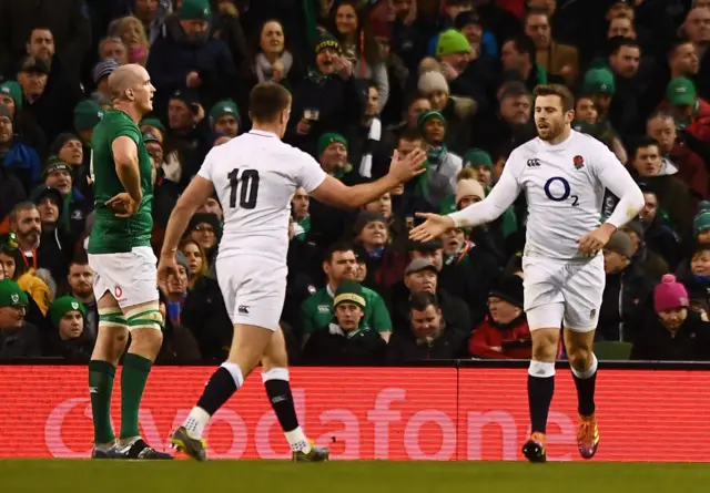 Elliot Daly celebrates
