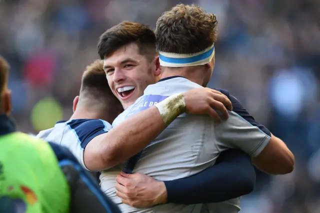 Blair Kinghorn celebrates Scotland's second try