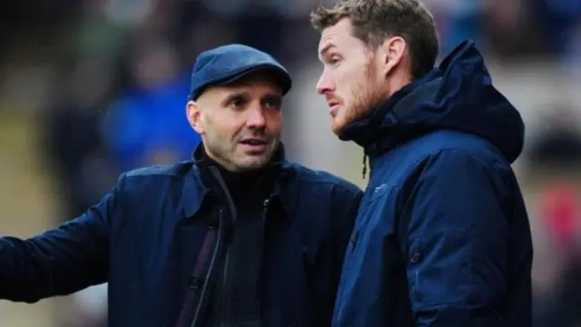 Matt Taylor (right) spent four years as a player under Paul Tisdale, before being part of his coaching team for two years from 2016