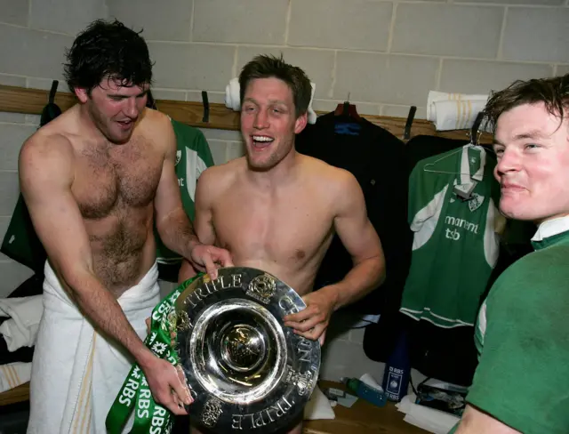 Shane Horgan and team-mates celebrate