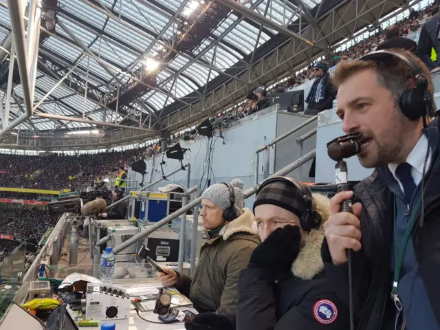 Matt Dawson, Denis Hicki with his head in his hands and Chris Jones