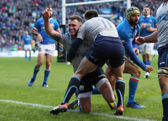 Stuart Hogg celebrates