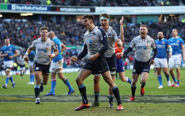 Blair Kinghorn celebrates
