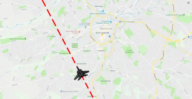 The fly-past route