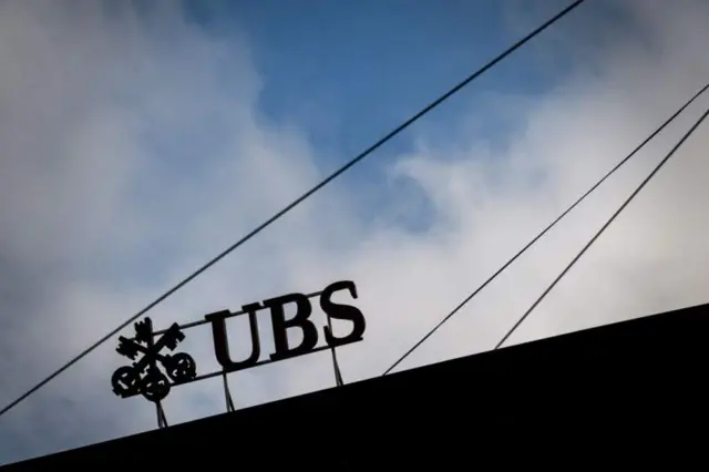 UBS logo on a building