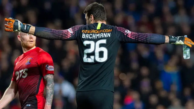 Daniel Bachmann was sent off for Kilmarnock in the first half