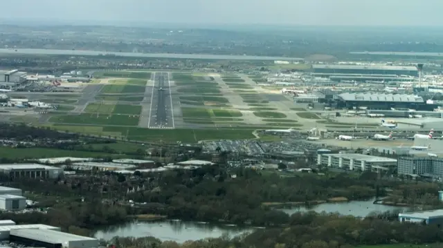 Heathrow Airport runway from above