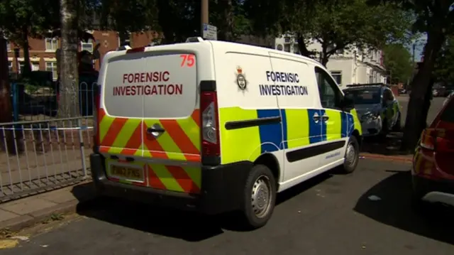 Forensic van at crime scene