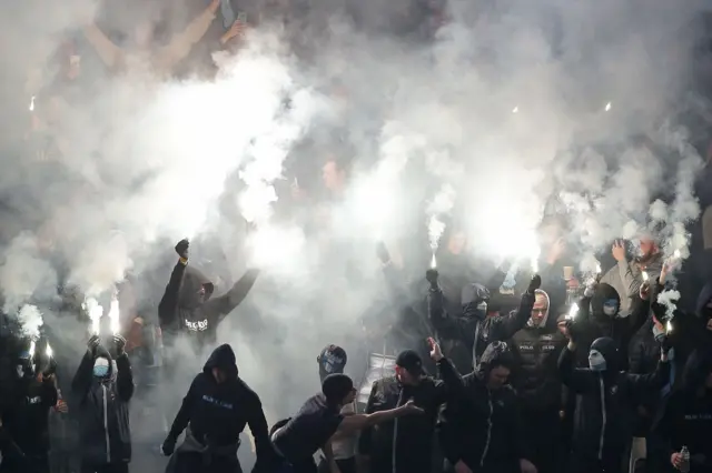 Flares at the Chelsea v Malmo game