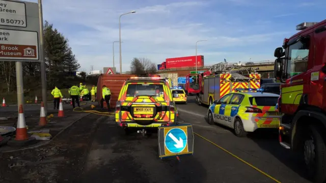 Overturned lorry