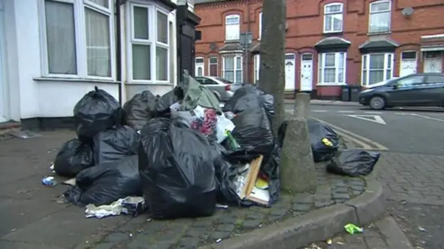 Rubbish piled on street