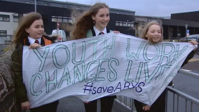 Pupils left classes to protest at proposed cuts to youth services