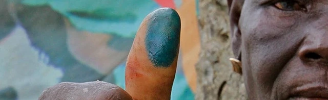 A woman with an inked thumb in Nigeria