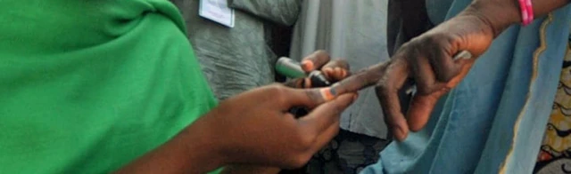 A finger being marked in Nigeria while voting